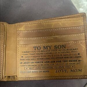 Tan Leather Engraved Wallet for Men